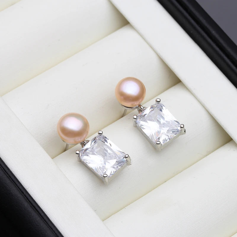 Natural Freshwater Pearl Earrings For Women,Hanging Silver 925 Pearl