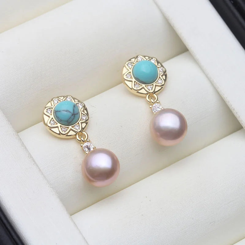 Genuine Silver 925 White Pearl Earrings Jewelry Women,Cultured Natural Freshwater Earrings Pearl Dangle