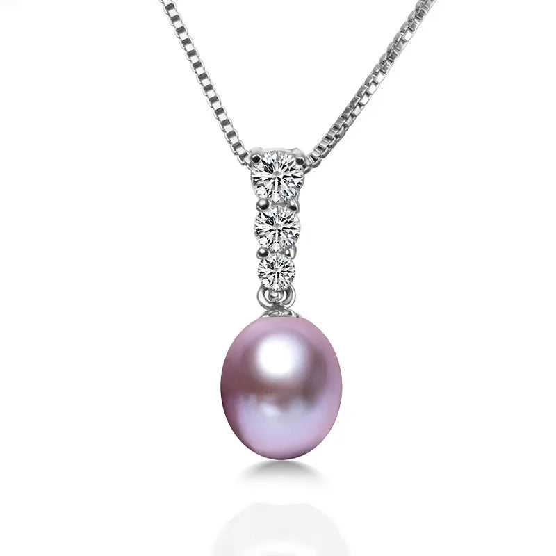 Trend Natural Pearl Pendant For Women,Freshwater 925 Silver Pearl