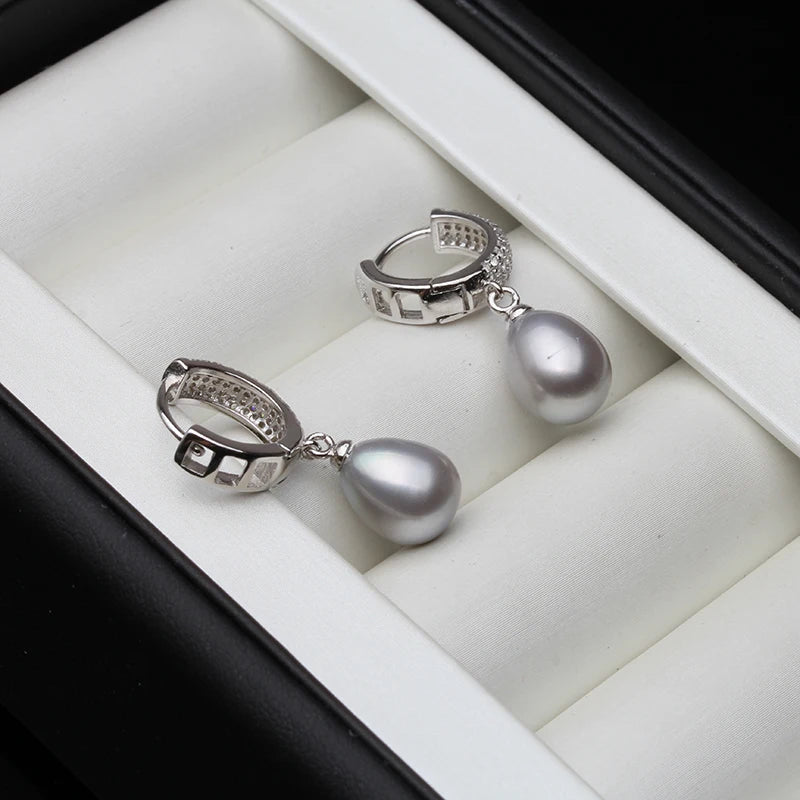 Genuine Silver 925 Pearl Earring Jewlery,White Bridal Natural Fresh water Earrings Woman Pearl