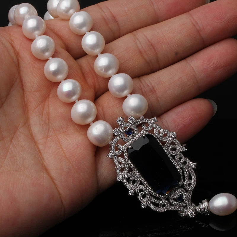 Fine Beads White Pearl Necklace Woman,Vintage Natural Freshwater Pearl Necklace Pendant