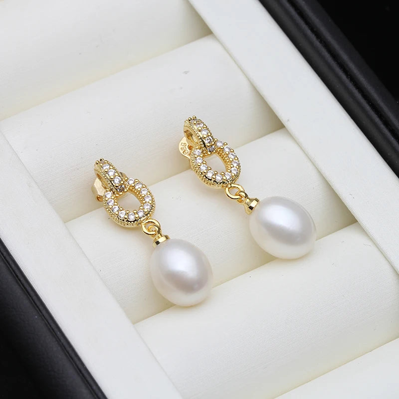 Real Jewelry Pearl Earrings Natural Freshwater Pearl Earrings