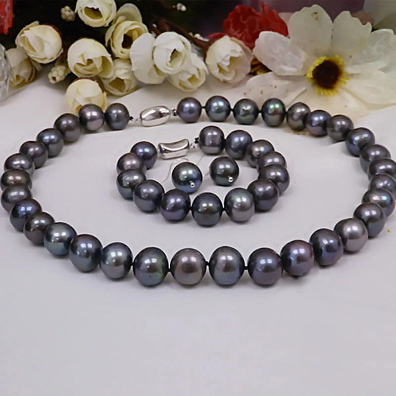 Real Big Pearl Necklace Sets For Women,Natural Freshwater Jewelry Sets 12-13mm