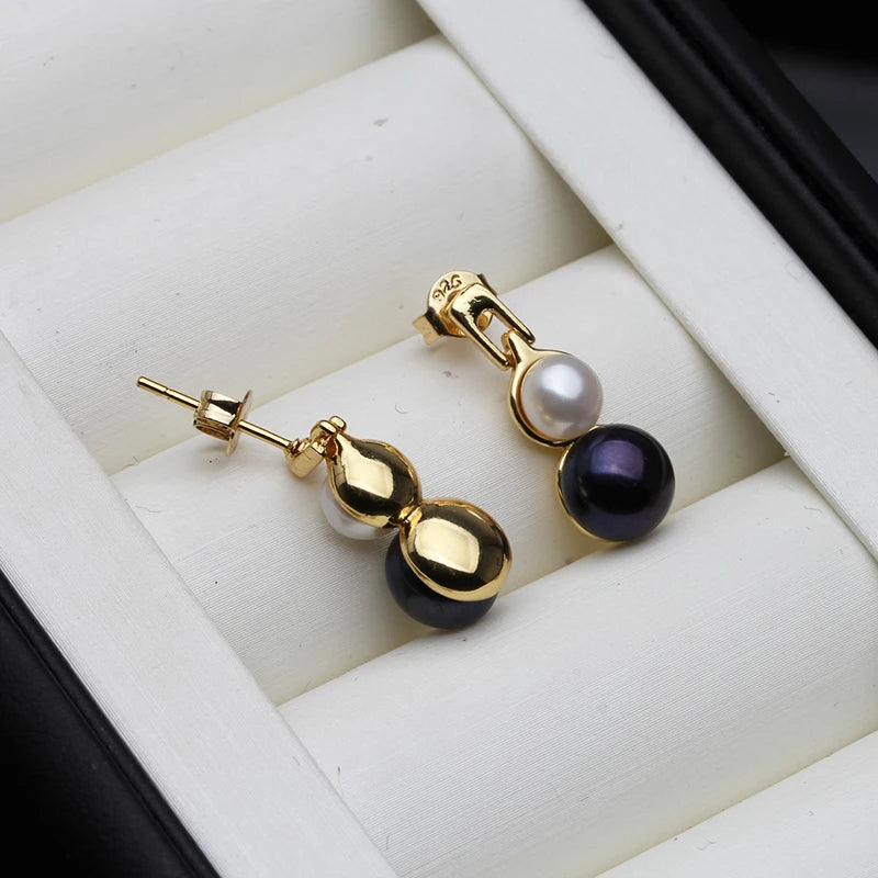 Real Natural Double Pearl Earrings