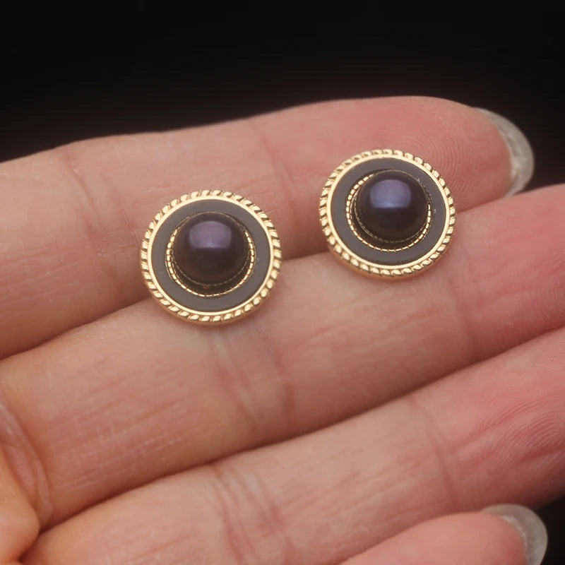 Genuine Natural Freshwater Silver 925 Pearl Earrings,Cute Fine Stud Earrings Pearl Wife Mother Engagement Gift Black White Pink