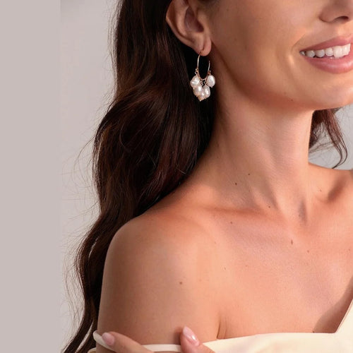 Baroque Freshwater Pearl Hoop Earrings