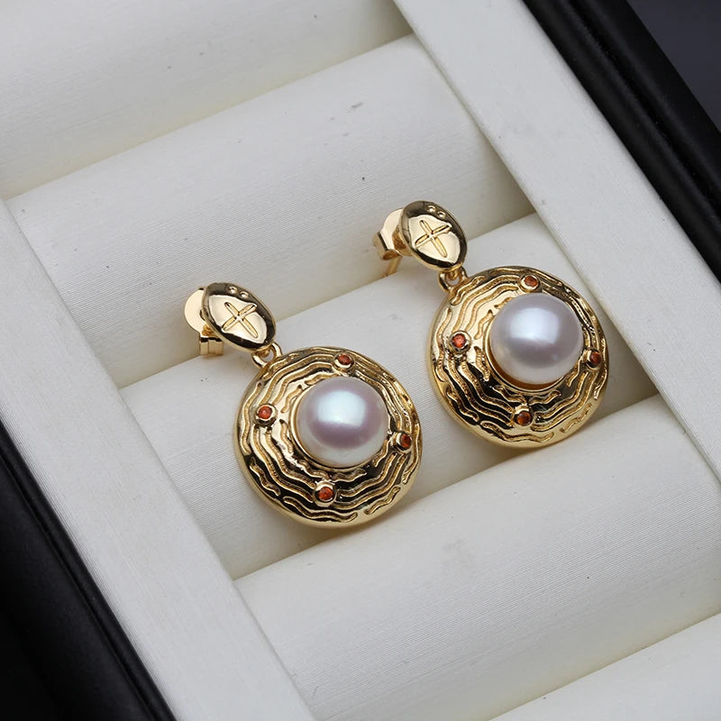 Real Freshwater Big Pearl Earrings For Women Natural Pearl Earrings Fine Jewelry