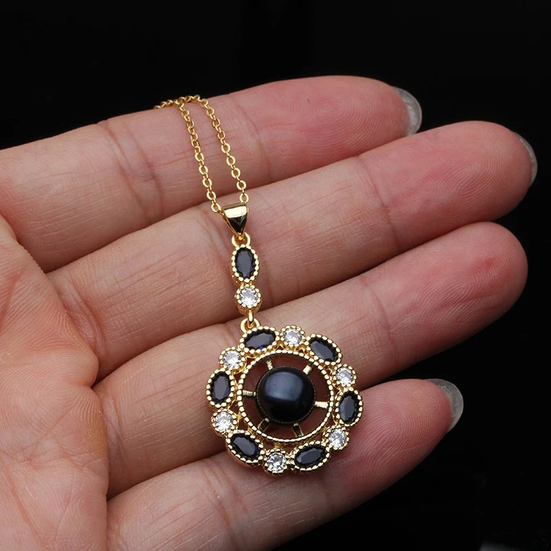 Big Gold Plated Pearl Pendant For Women,Cultured Natural Fresh Water Pearl Necklace