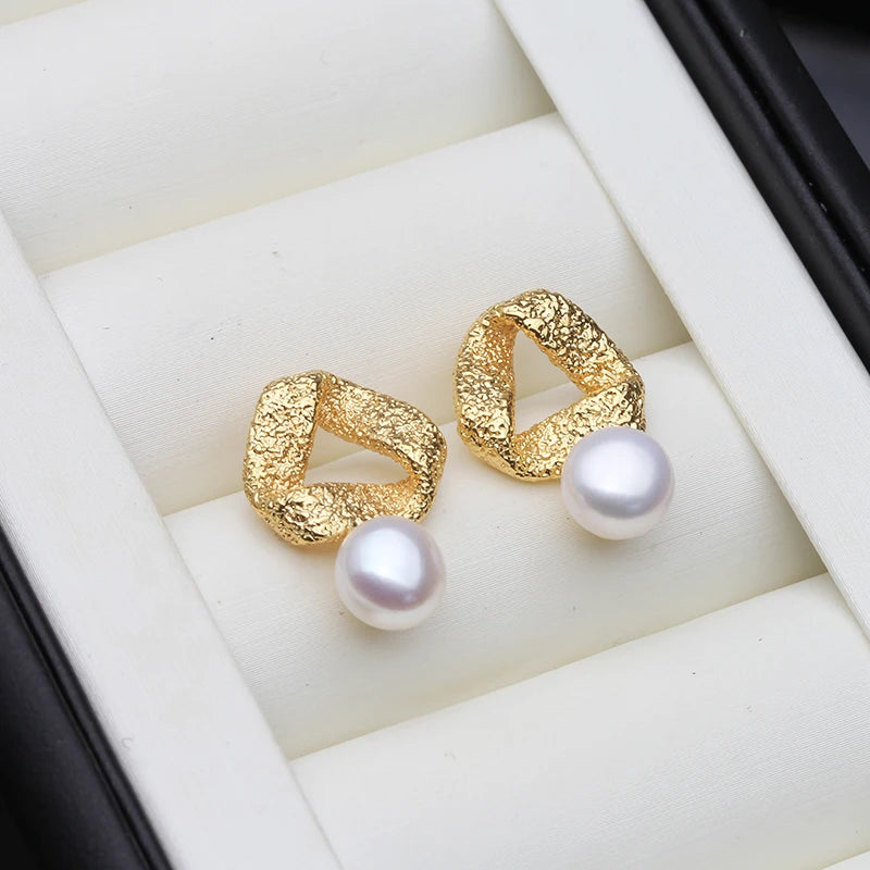 Genuine Freshwater Stud Earrings Pearl,Cute Bridal White Natural Pearl Earrings Wife Mother Birthday Gift Gray Purple