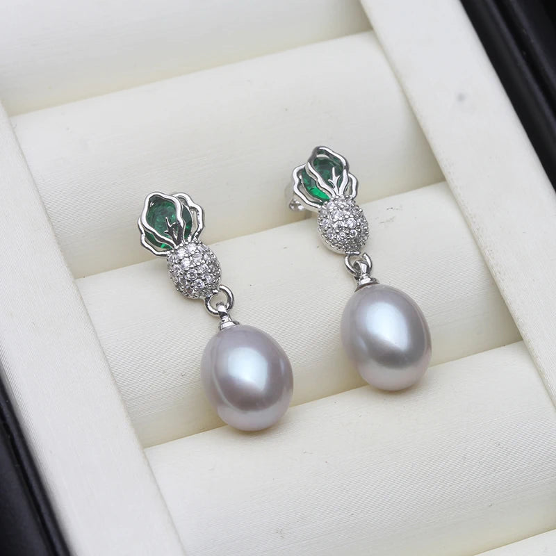 Beautiful Natural Freshwater Pearl Earrings For Women,Cute White 925 Silver Pearl Drop Earring