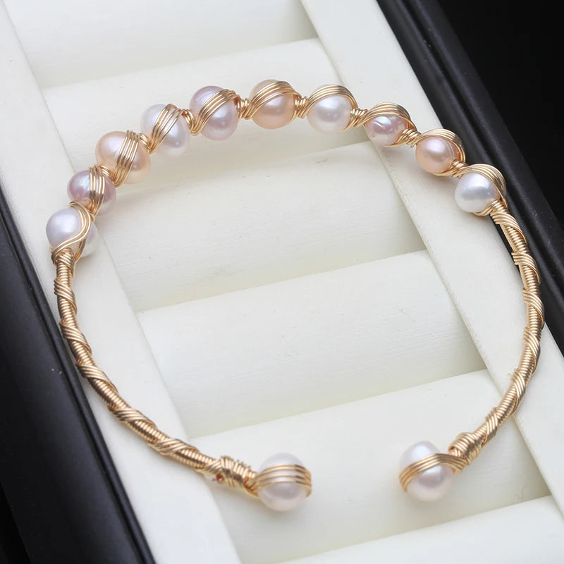 Real Freshwater Pearl Bracelet, Vintage Natural Pearl Bracelets Adjustable