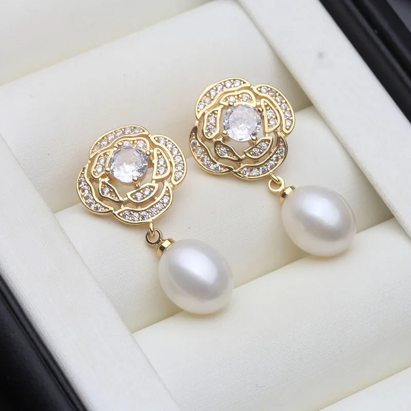 Genuine Freshwater Pearl Drop Earrings,Natural Dangle Pearl Earrings