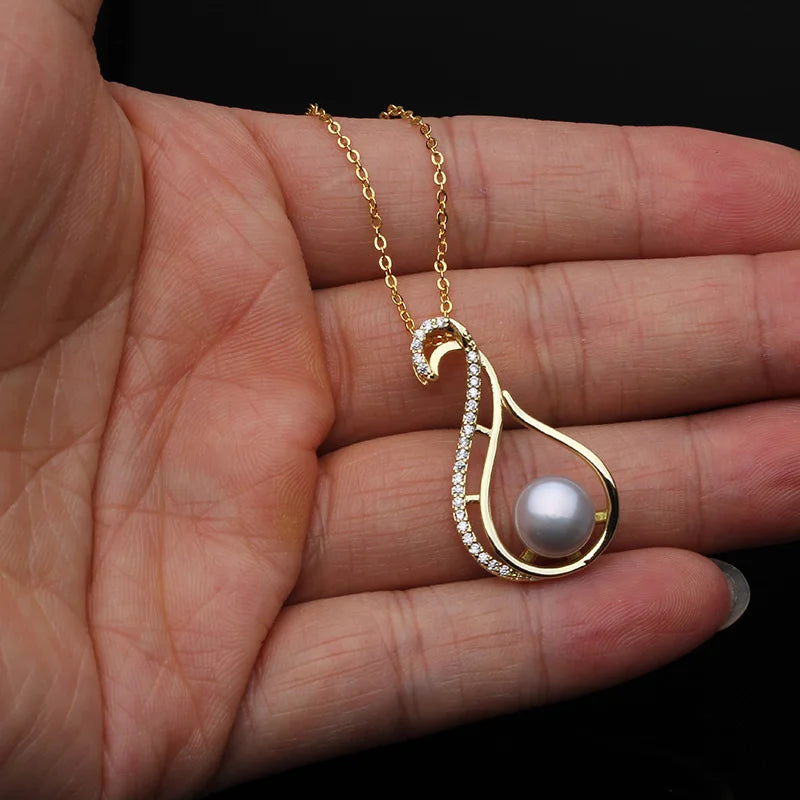 Natural Flat Pearl Pendant Freshwater Gold Plated Pearl Jewelry Pendants