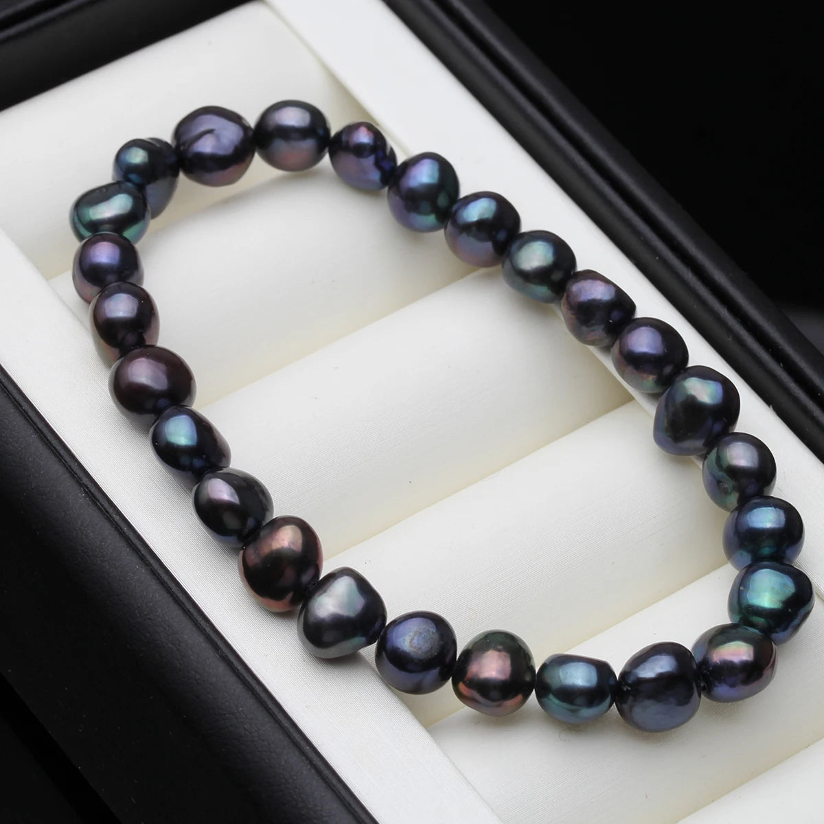 Real Freshwater Baroque Wide Pearl Elastic Bracelet,Large Pearl Jewelry Bracelet Adjustable