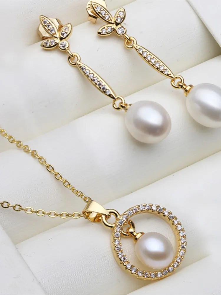 Natural Freshwater Pearl set Real925 Silver Pearl Set