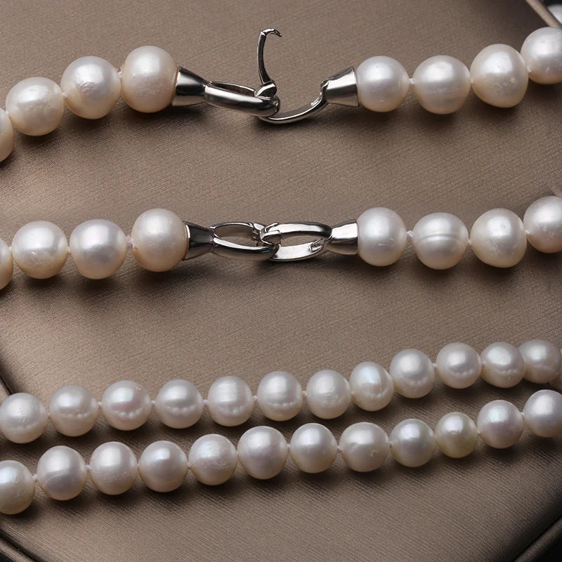 White Real Natural Fresh Water Pearl Heart Necklace For Women,925 Silver Pearl Necklace Choker