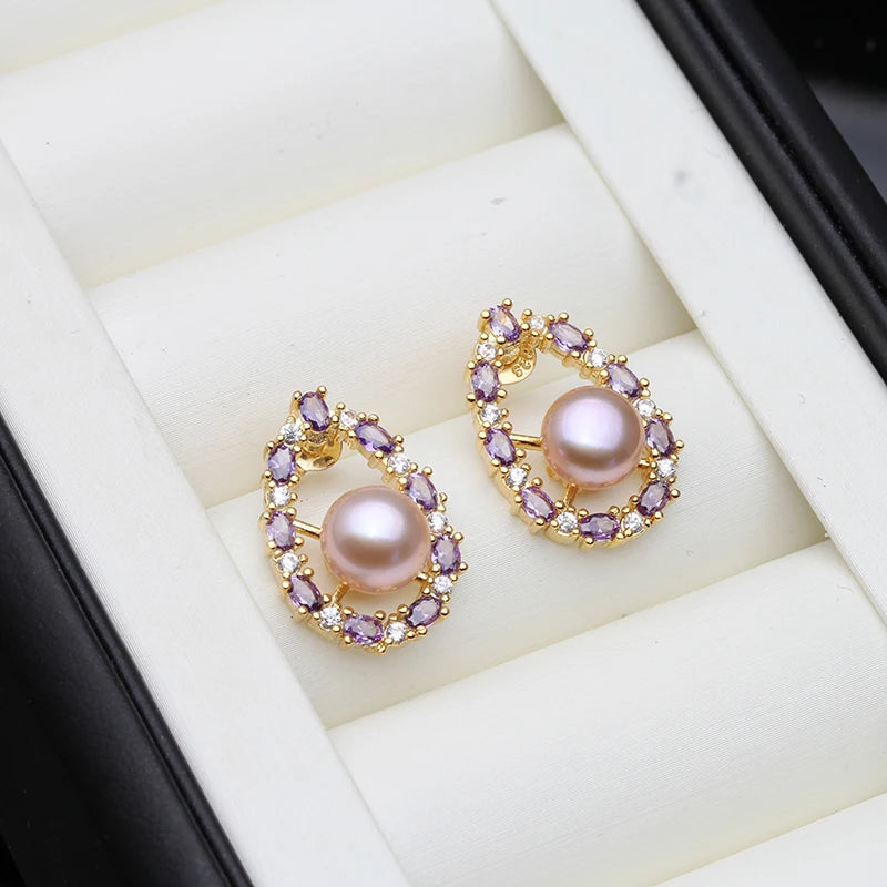 Natural Freshwater Pearl Earrings Genuine Stud Earrings