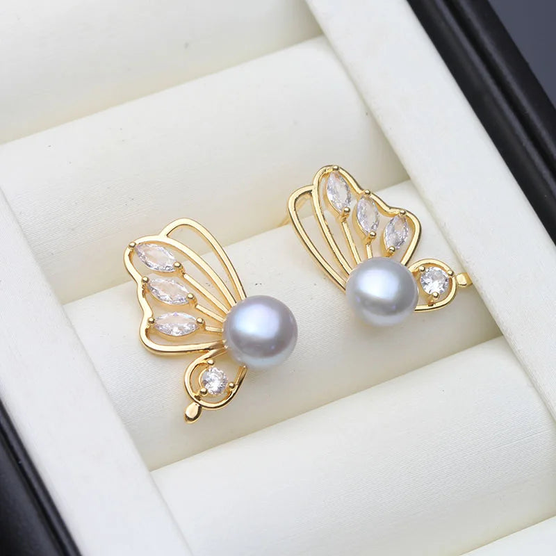 Genuine Freshwater Pearl Earrings For Women,Trendy Cultured Jewelry Stud Earrings