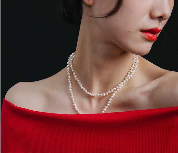 Genuine Natural Freshwater Small Pearl Necklace for Women 925 Silver Lock Top Quality
