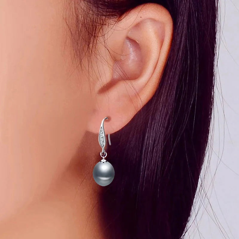 Real Grey Freshwater Pearl Earrings 925 Silver Pearl Drop Earring