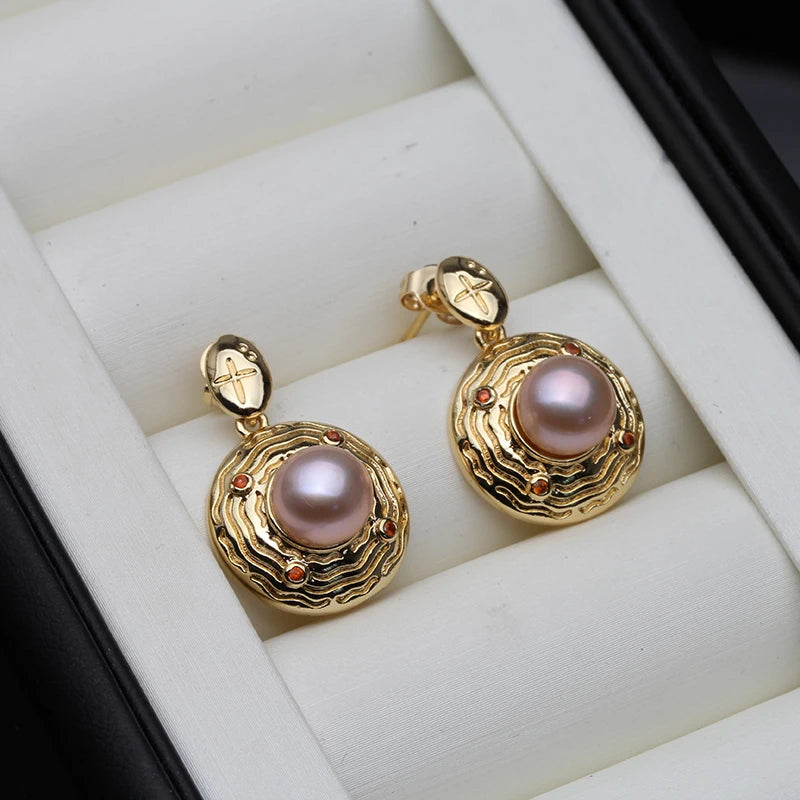 Real Freshwater Big Pearl Earrings For Women Natural Pearl Earrings Fine Jewelry