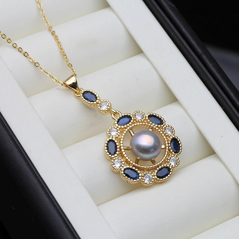 Big Gold Plated Pearl Pendant For Women,Cultured Natural Fresh Water Pearl Necklace