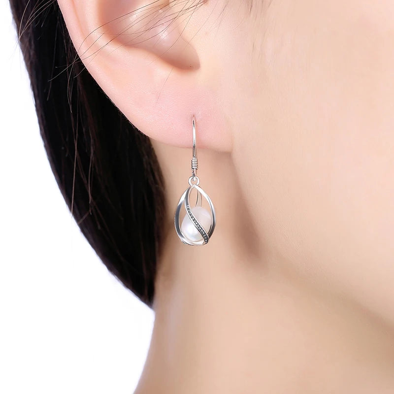 Pearl Earrings  Cute Real 925 Sterling Silver Natural Freshwater