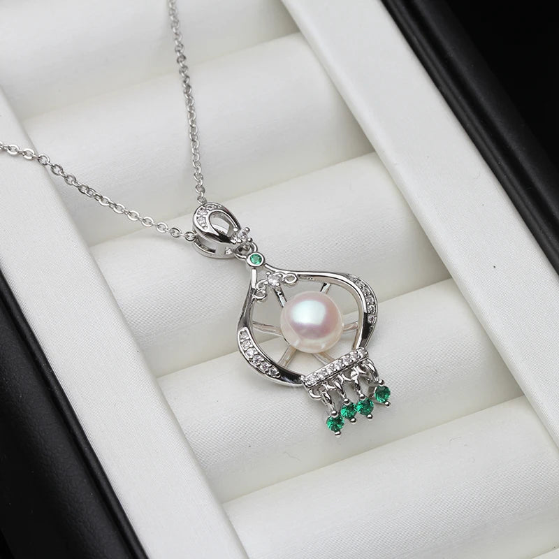 White Natural Fresh water Cultured Pearl Pendant Women,Wedding Silver Pearl Pendant 925
