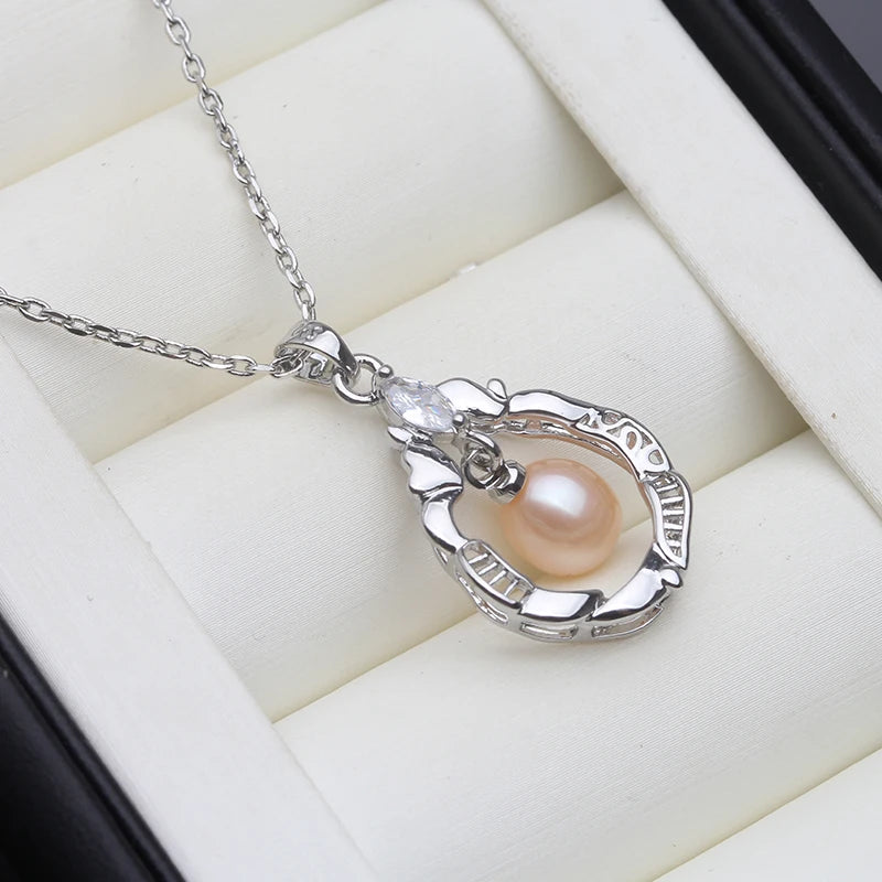 Natural Pearl Necklaces For Women,Freshwater 925 Silver Pearl Pendant