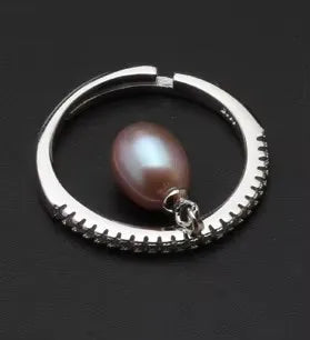 Genuine Freshwater Pearl Rings,925 Silver Pearl Ring Adjustable