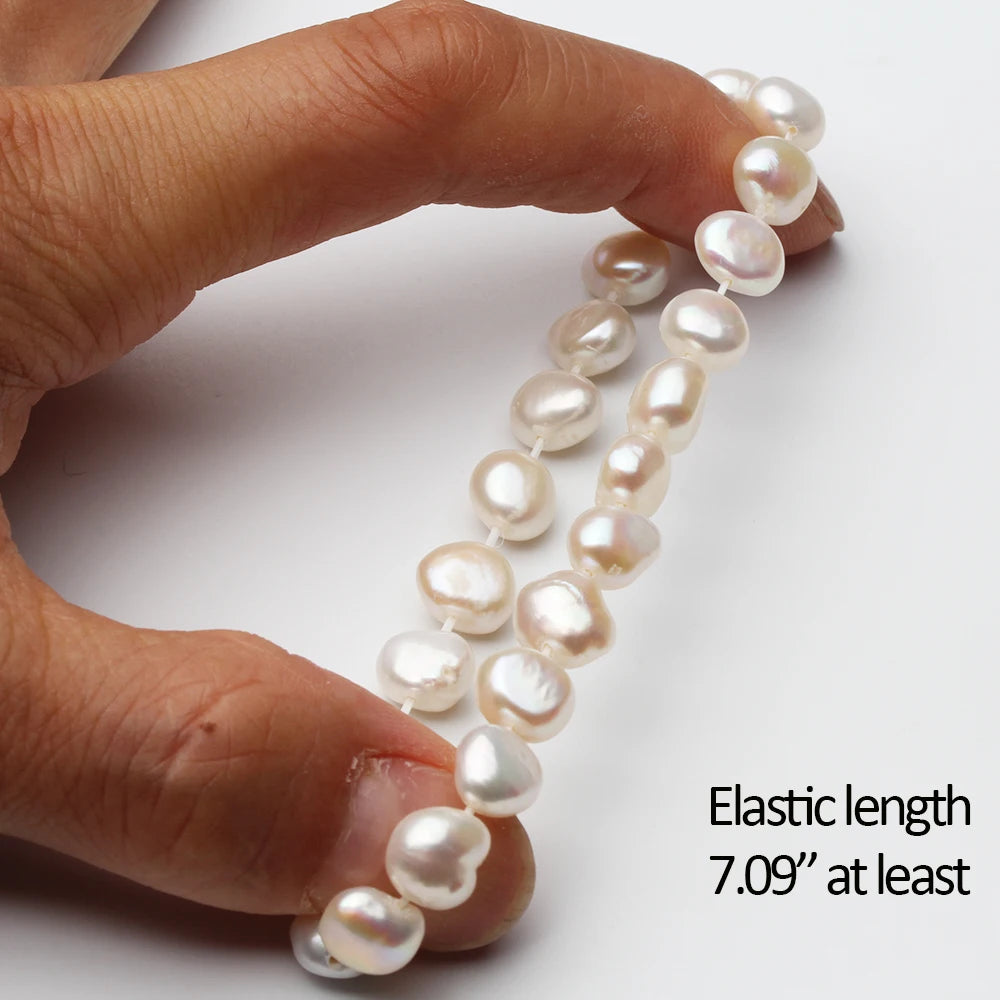 Real Freshwater Baroque Wide Pearl Elastic Bracelet,Large Pearl Jewelry Bracelet Adjustable