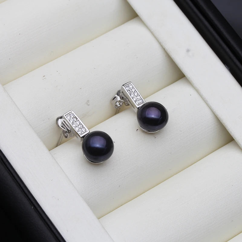 Natural Freshwater Pearl Stud Earrings For Women,Trendy Sterling Silver