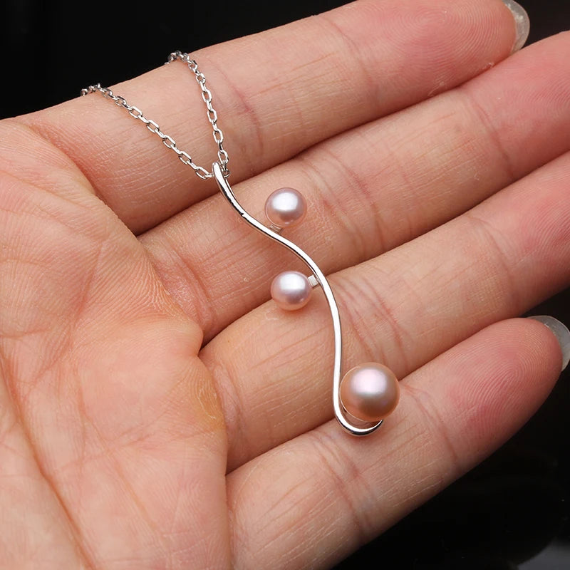 Multi Color Natural Freshwater 925 Silver Pearl Pendant F,Real Pearl Pendant Necklace