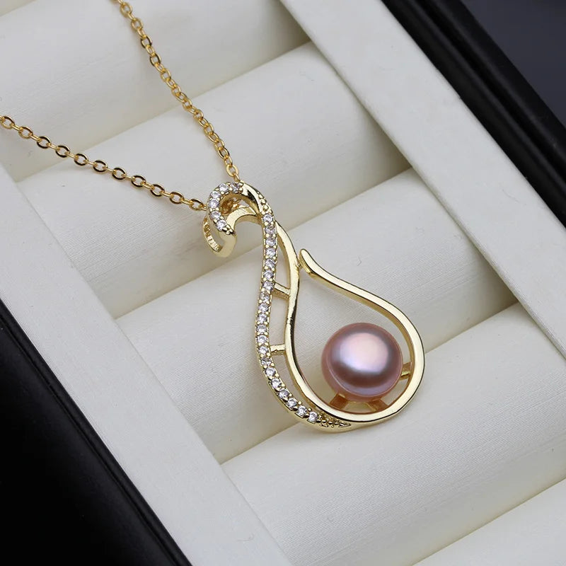 Natural Flat Pearl Pendant Freshwater Gold Plated Pearl Jewelry Pendants