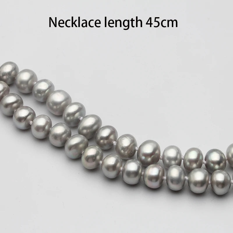 Real Fresh Water Grey Pearl Necklace Choker For Women,Vintage Fine Beads Pearls