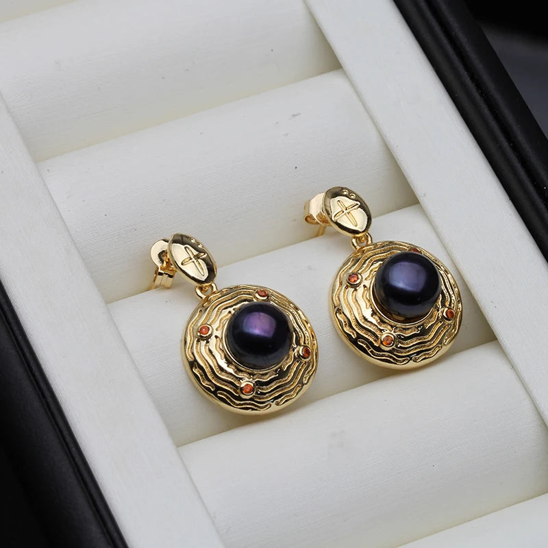 Real Freshwater Big Pearl Earrings For Women Natural Pearl Earrings Fine Jewelry