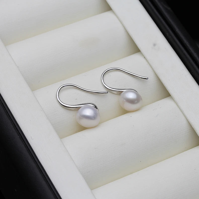 Natural pearl earrings freshwater cultured pearl earring jewelry 925 sterling silver earrings
