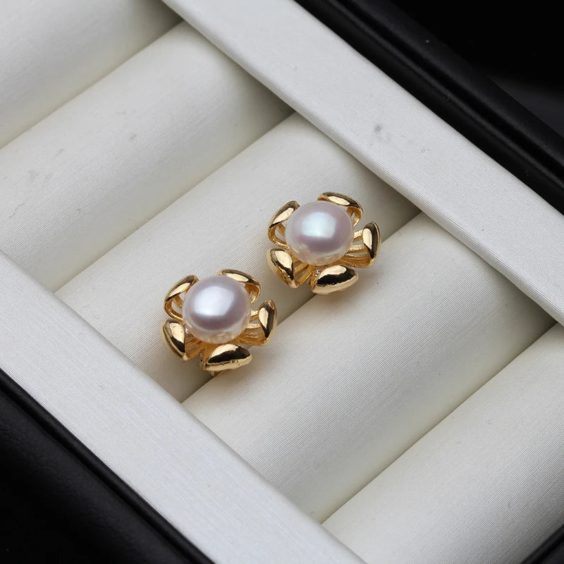 Genuine Cultured Freshwater Natural Pearl Earring 925 Silver