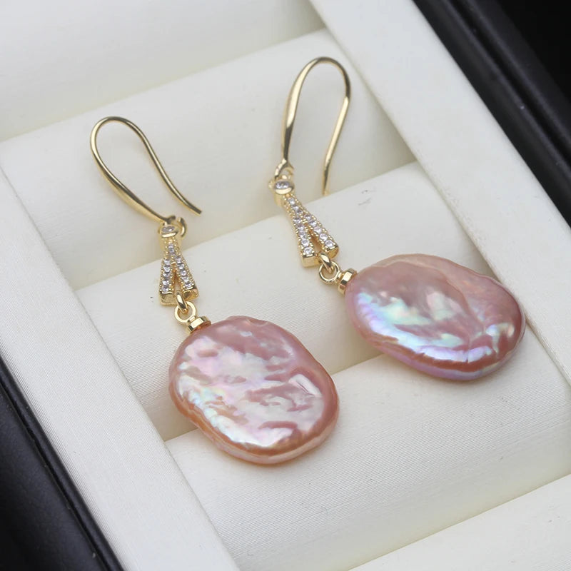 Real Big Natural Baroque Pearl Earring For Women,Boho Freshwater Pearl Earring