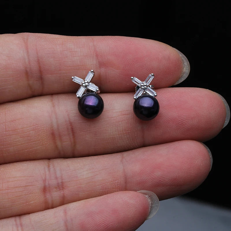 New Natural Freshwater Pearl Earrings For Women,Cute Small 925 Silver Pearl