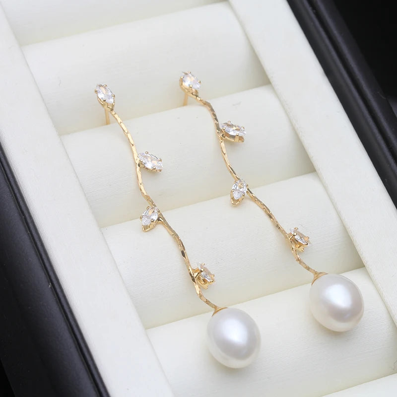Cultured River Freshwater Pearl Earrings ,True Dangle Pearl Earring