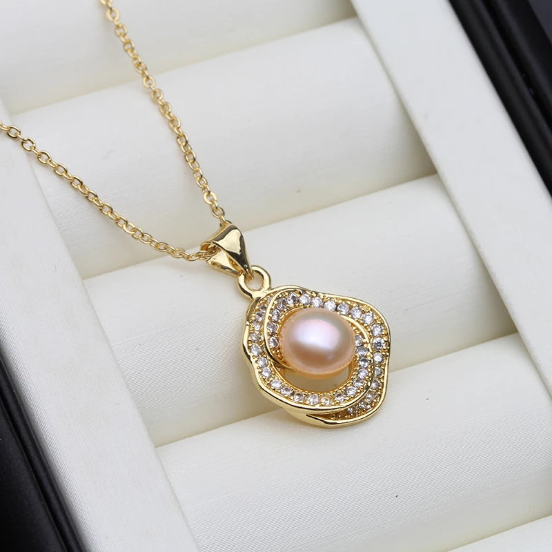 Flat Pearl Pendant On The Neck Woman,Real Natural Freshwater Pearl Jewelry Pendant