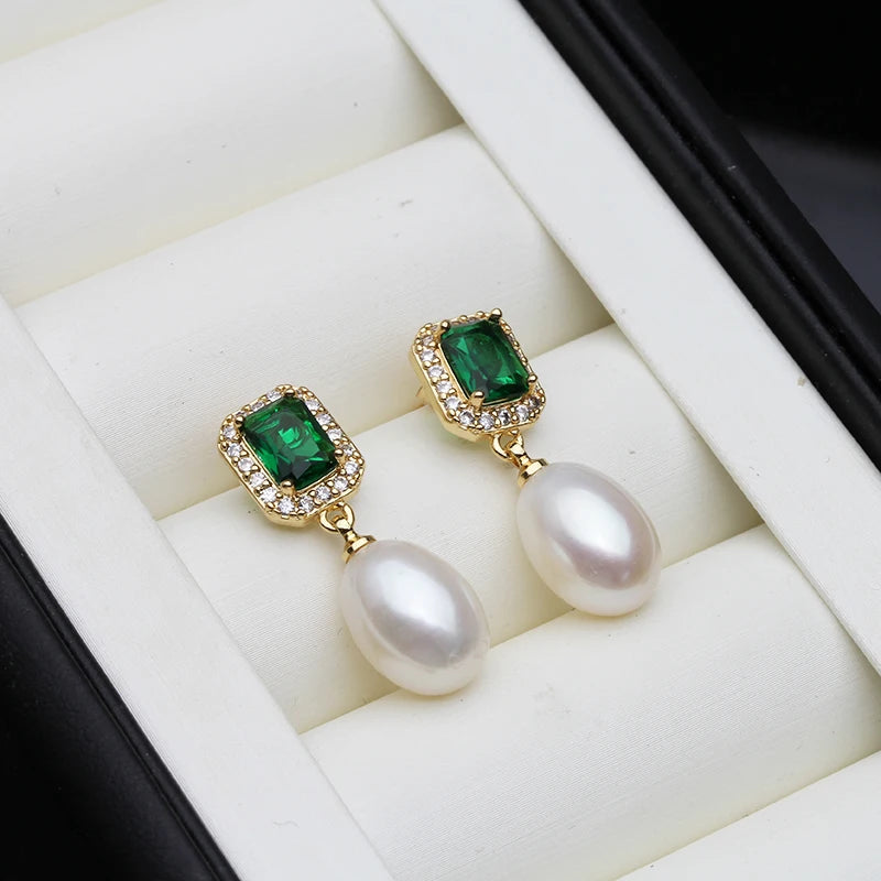 Real Natural Black Pearl Earrings For Women,Fresh Water Gold Plated Earrings