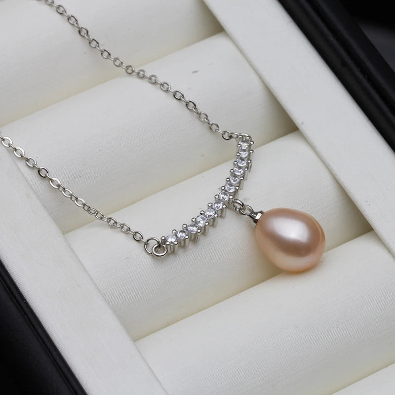 Trend Natural Freshwater Pearl Pendant for Women,Silver Pearl Jewelry Pendant 925