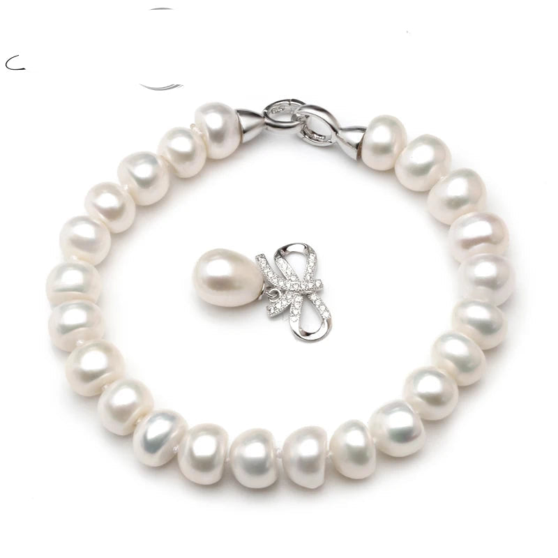 Freshwater Pearl Bracelet for Women,Real Natural Pearl Bracelets 925 Silver  Top Quality