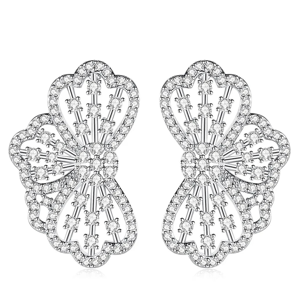 Luxury Big Clear Flower CZ Earring Cubic Zirconia Gorgeous New Trend Unique Drop Earrings for Woman Wedding Party Gift