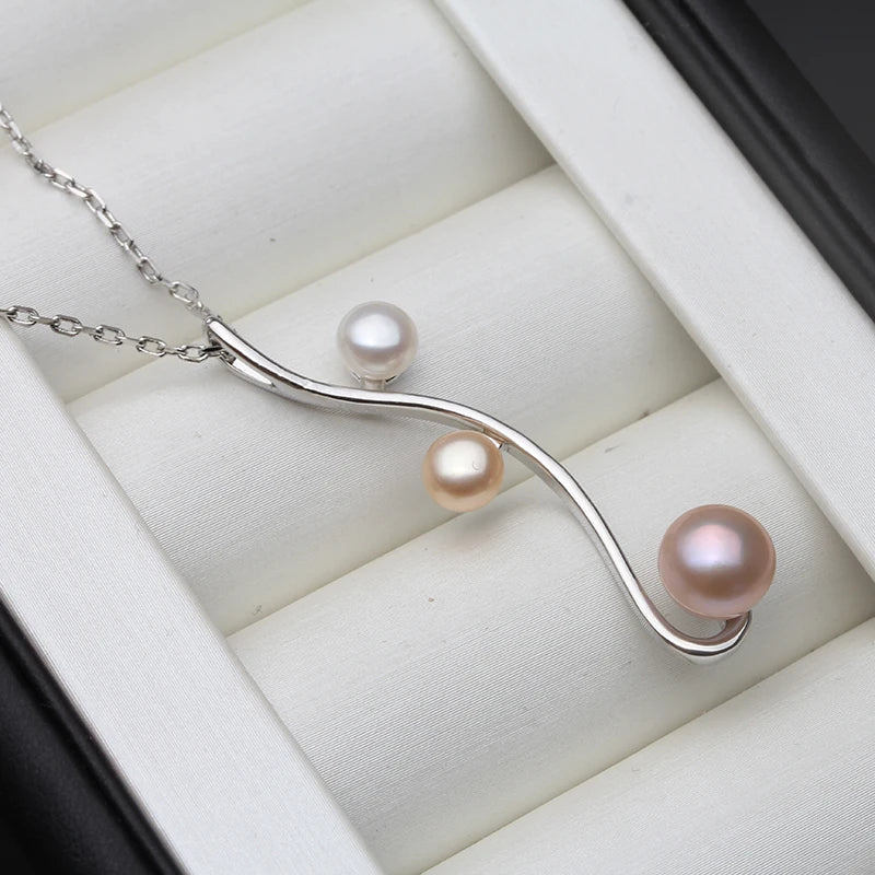 Multi Color Natural Freshwater 925 Silver Pearl Pendant F,Real Pearl Pendant Necklace