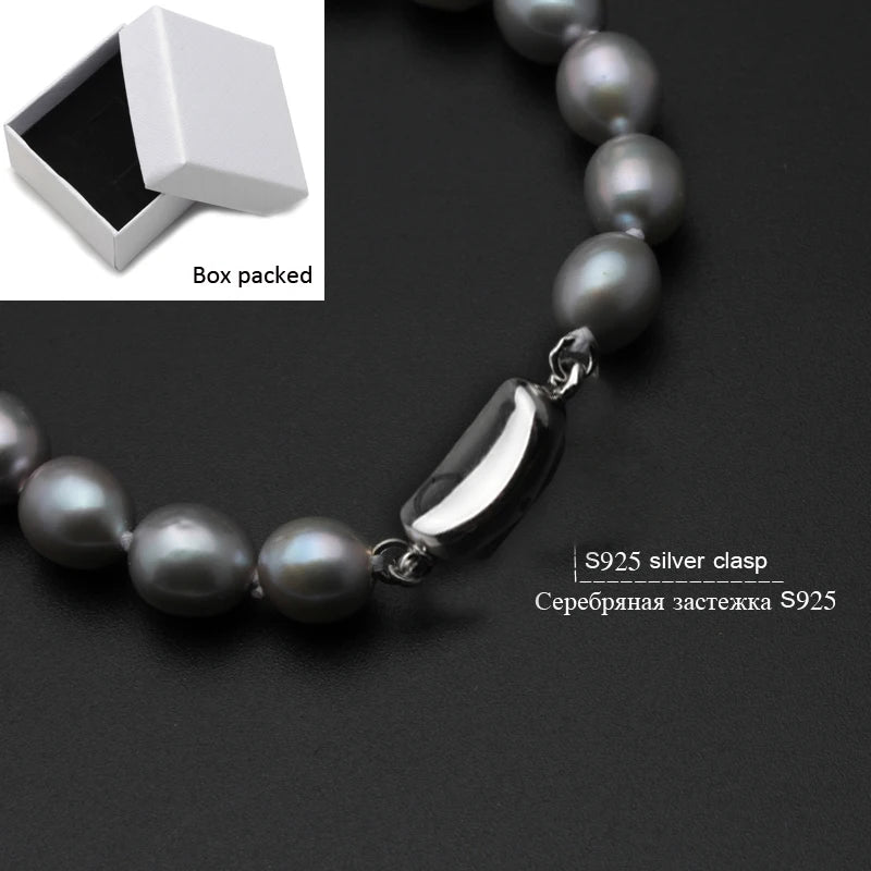 Vintage Freshwater Thread For Pearl Bracelet Silver 925,Grey Natural Pearl Jewelry Bracele