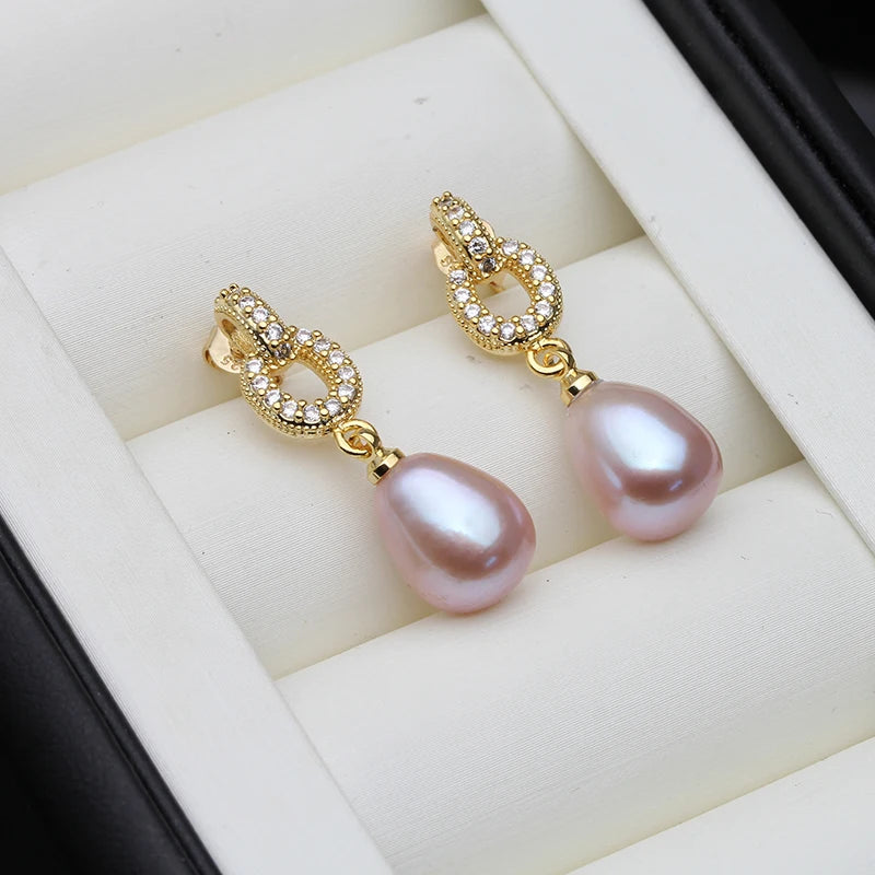 Real Jewelry Pearl Earrings Natural Freshwater Pearl Earrings