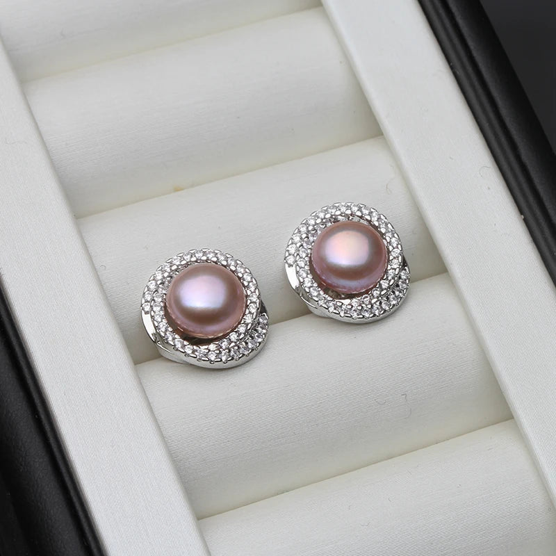 925 Sterling Silver Natural Freshwater Drop Pearl Earrings Jewelry